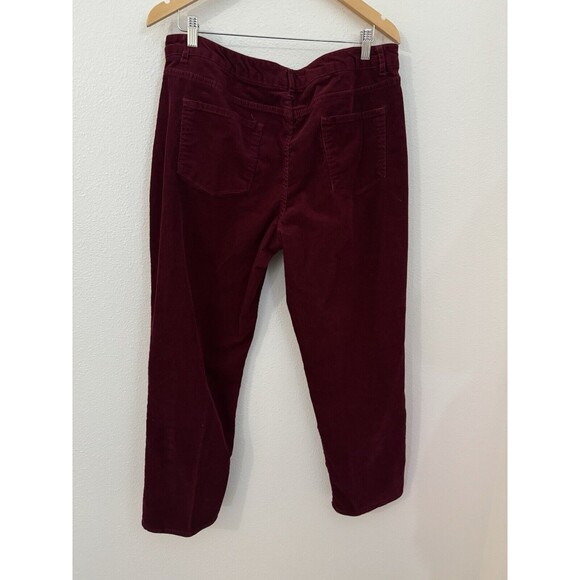 Coldwater Creek Corduroy Pants Jean Stretch Straight Leg Size 16P Maroon Red EUC - Picture 3 of 7